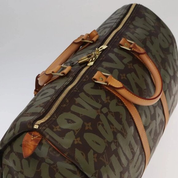 LOUIS VUITTON Monogram Graffiti Keepall 50 Boston Bag Khaki - Picture 6 of 16